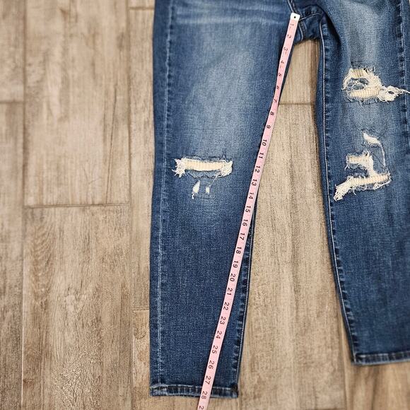 Judy Blue Jeans Womens Size 7 / 28 Thermal Patch Boyfriend Distressed Ankle Crop - Picture 5 of 11